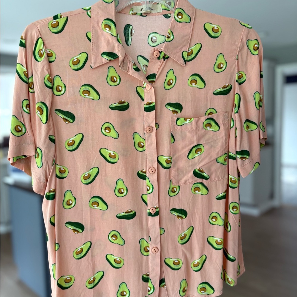 Avocado Print Button-Up Shirt